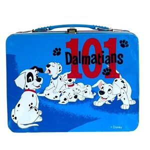 Vintage Walt Disney Sky Blue/Red/ White/Black 101 Dalmatians Metal Lunchbox.